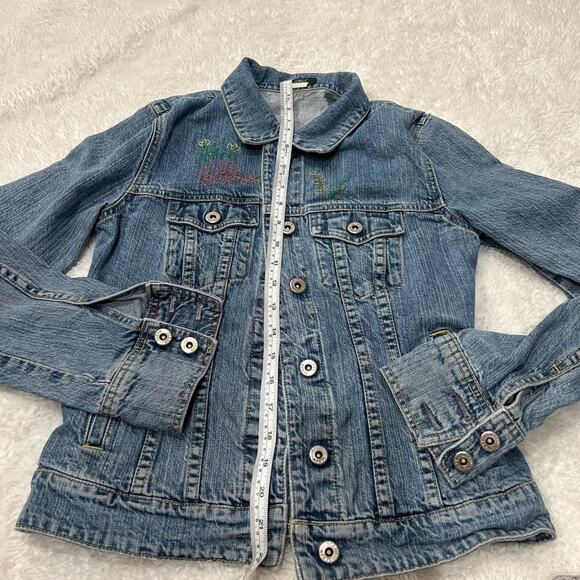 VTG J Crew Womens Embroidered Jean Jacket Cotton Sz XS Soft Clean Core - Picture 3 of 7